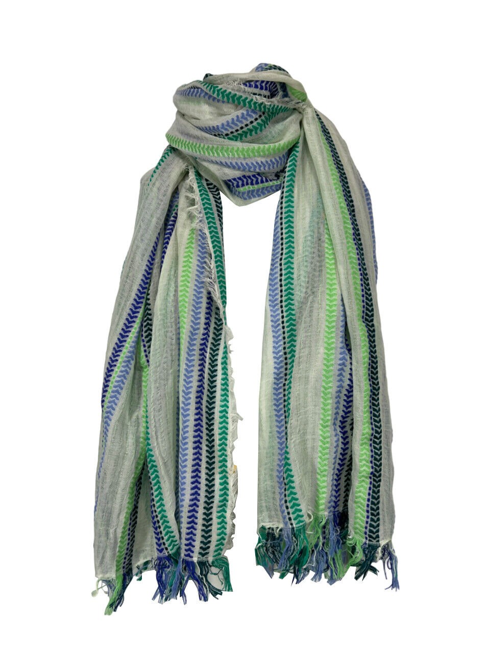 LA FEE MARABOUTEE sciarpa donna fantasia righe multicolor VOLE MADE IN INDIA