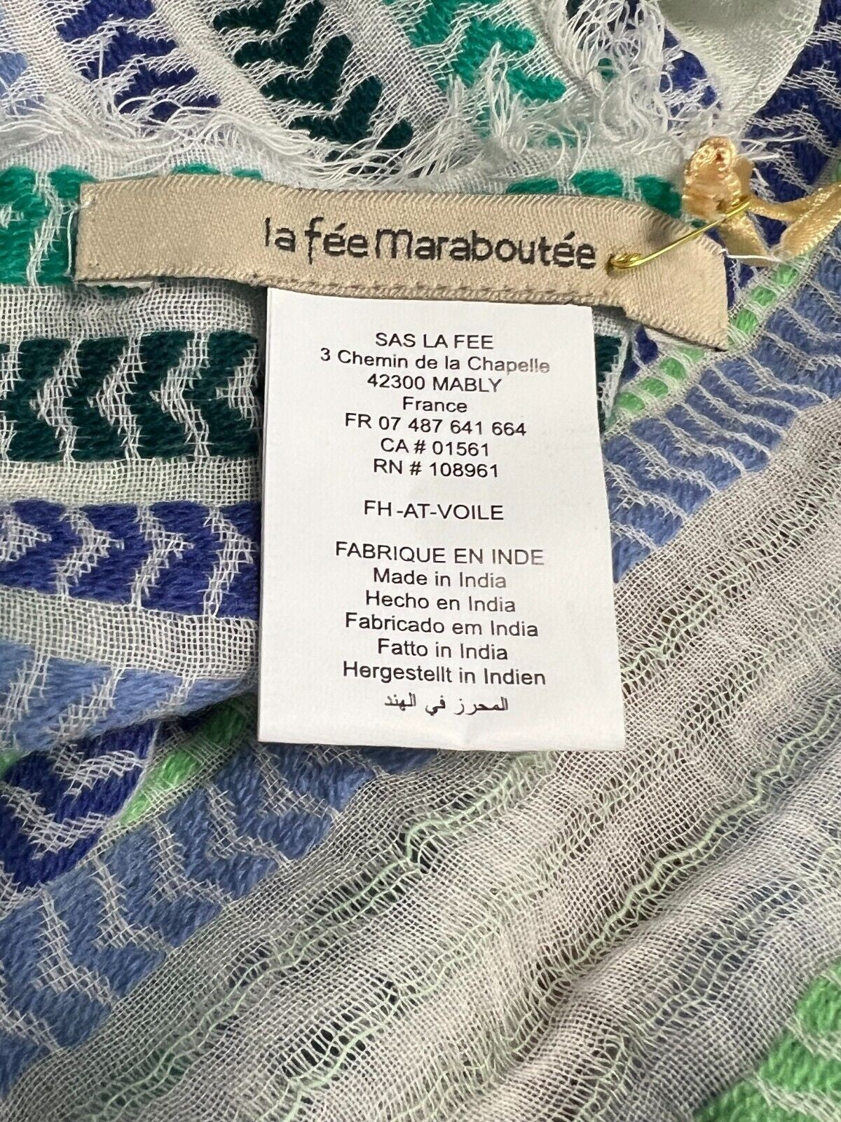 LA FEE MARABOUTEE sciarpa donna fantasia righe multicolor VOLE MADE IN INDIA