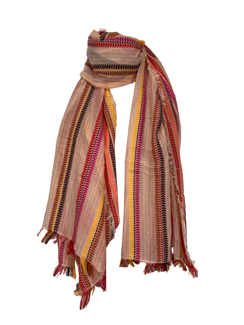 LA FEE MARABOUTEE sciarpa donna fantasia righe multicolor VOLE MADE IN INDIA