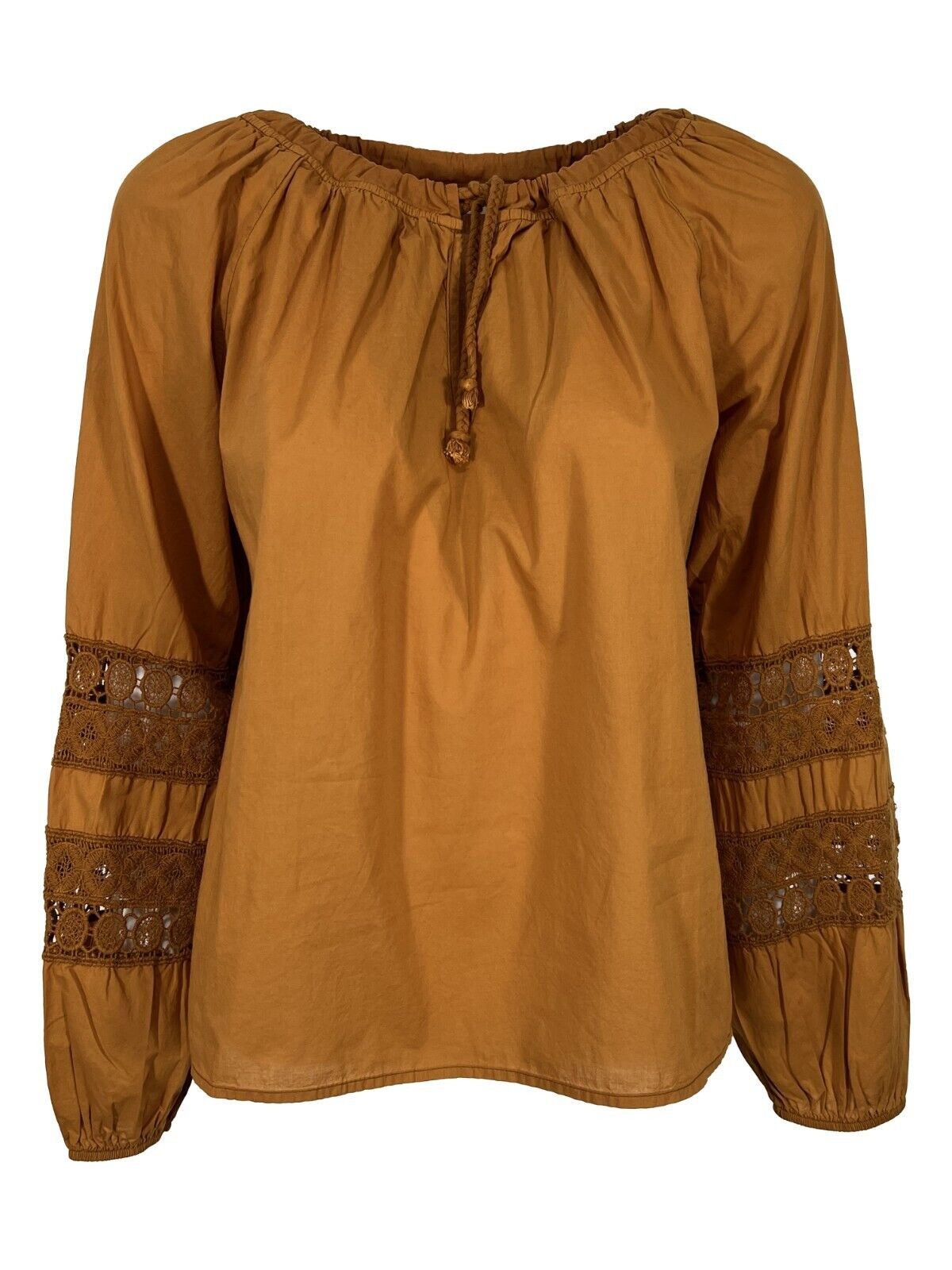 LA FEE MARABOUTEE blusa donna FF-TO-SOLAR-S 100% cotone in tinta curry MADE IN ITALY