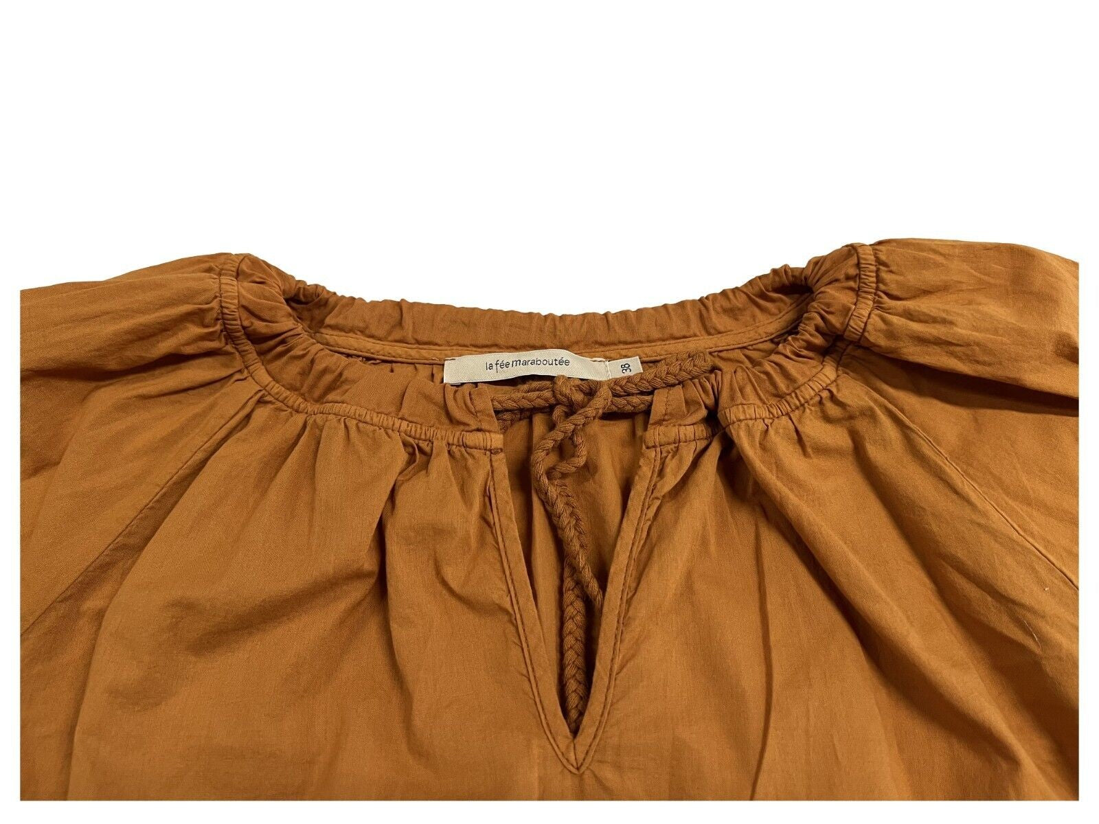LA FEE MARABOUTEE blusa donna FF-TO-SOLAR-S 100% cotone in tinta curry MADE IN ITALY