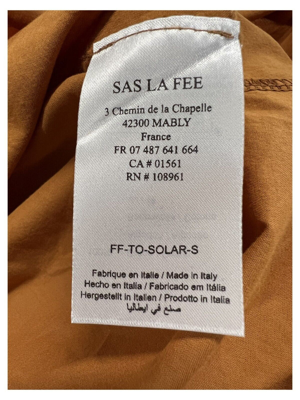 LA FEE MARABOUTEE blusa donna FF-TO-SOLAR-S 100% cotone in tinta curry MADE IN ITALY