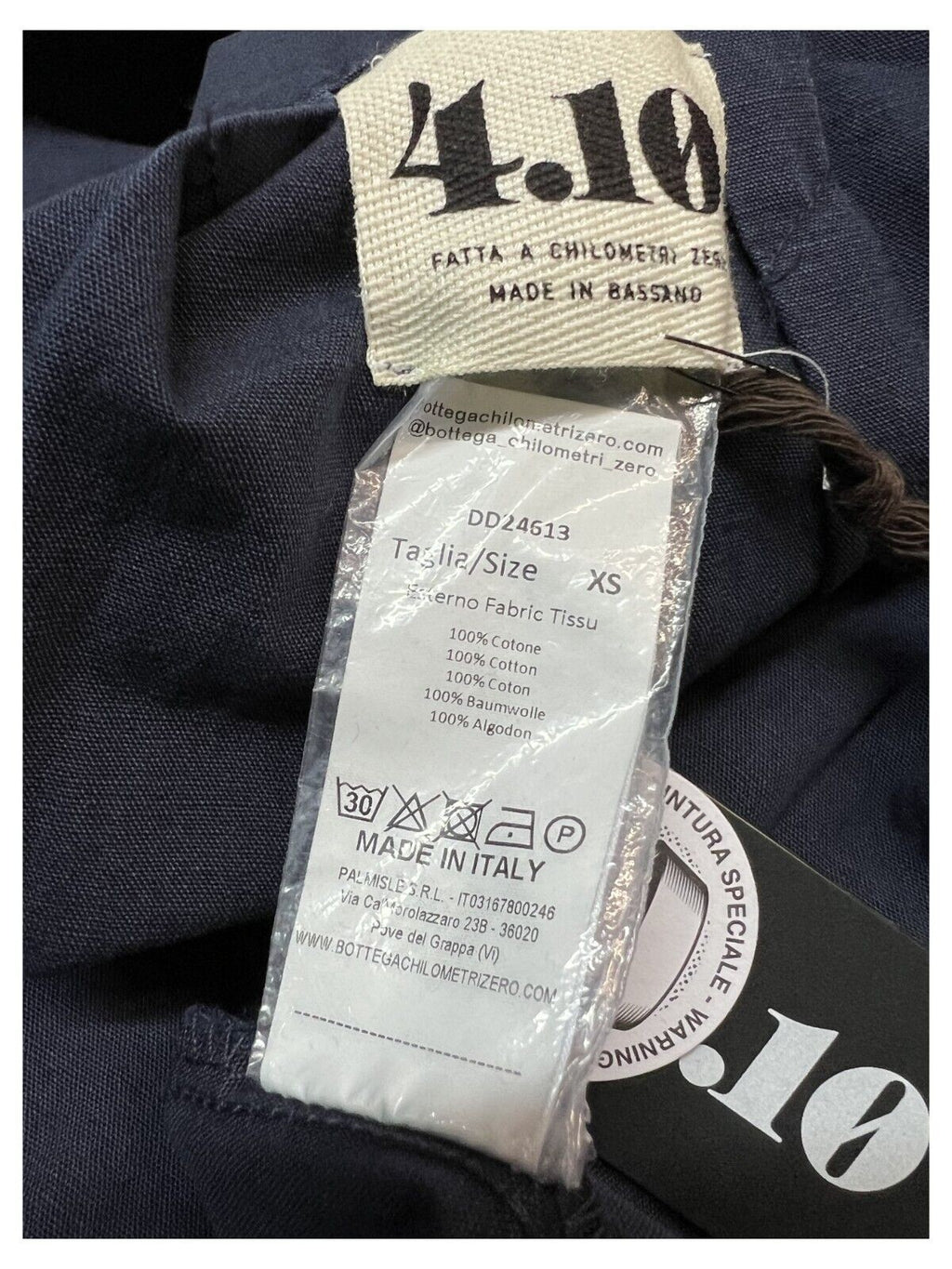 4.10 by BottegaChilometriZero salopette donna cotone blu DD24613 MADE IN ITALY