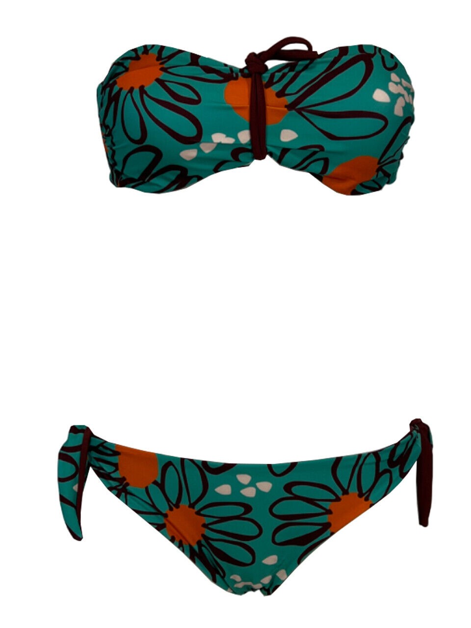JUSTMINE bikini fascia foderata double-face acqua/amarena 1056 MADE IN ITALY