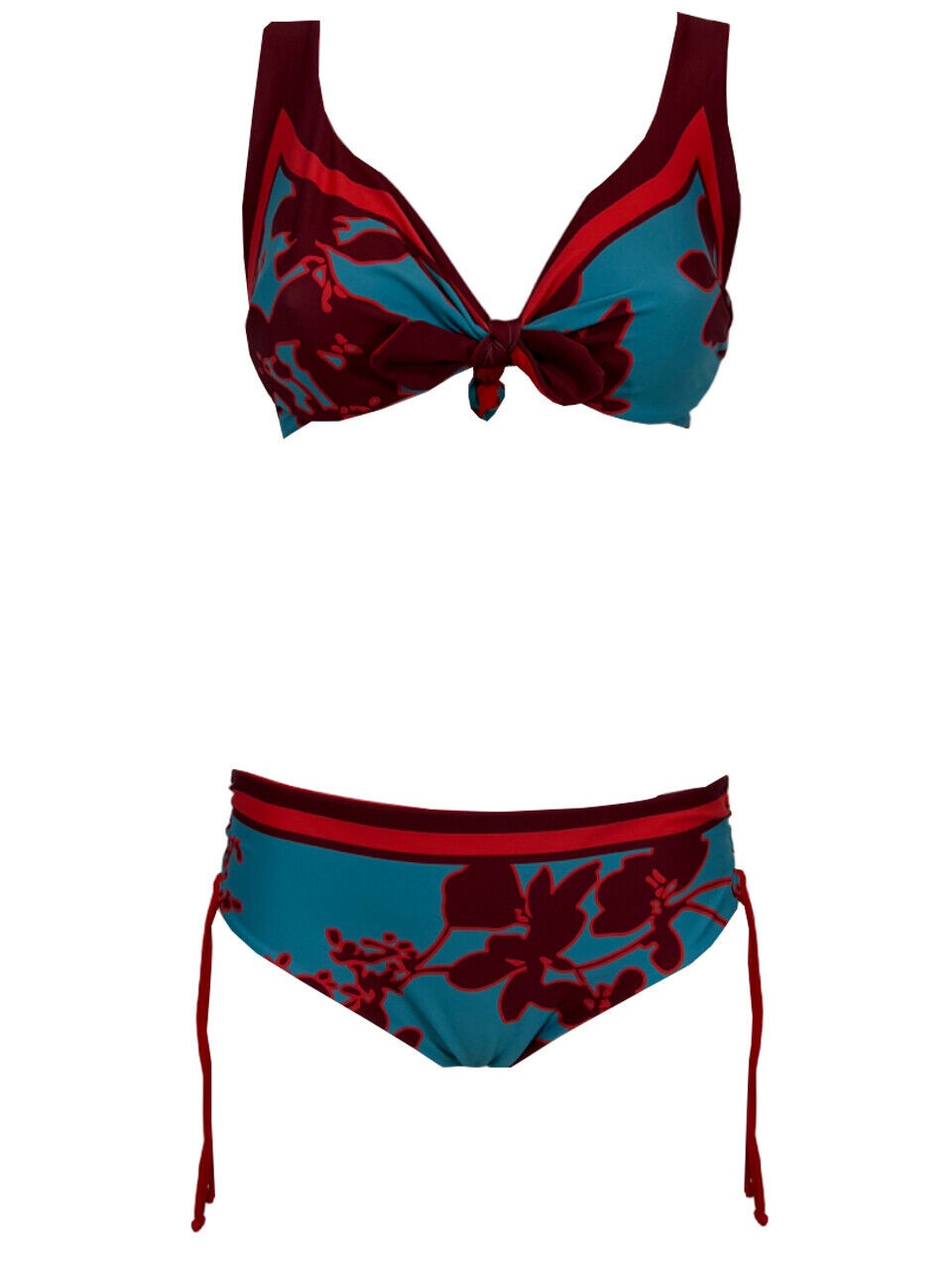 FEELING by JUSTMINE bikini coppa C turchese/rosso/amarena FCOBKSS24-B2863C 6059 MADE IN ITALY