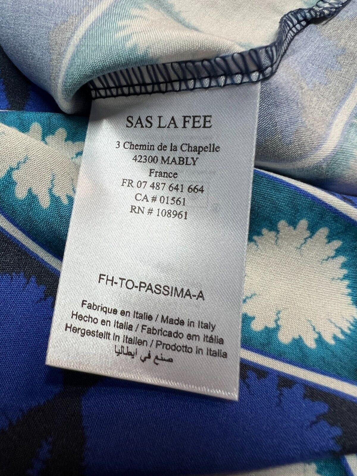 LA FEE MARABOUTEE blusa bluette/panna PASSIMA 100% viscosa MADE IN ITALY