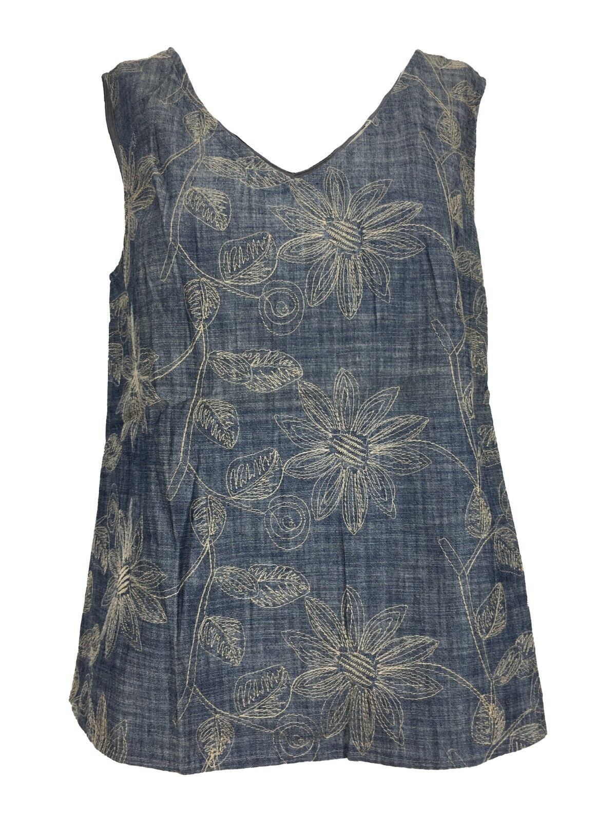 ETICI top donna chambray ricamato beige E1/5734 100% cotone MADE IN ITALY