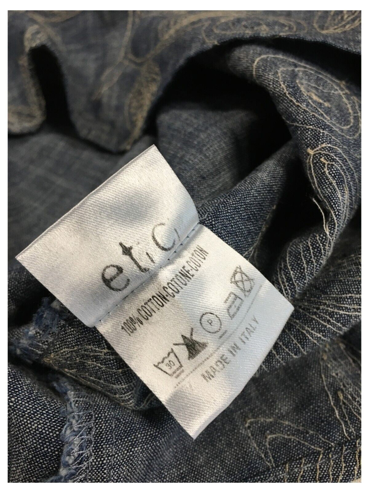 ETICI top donna chambray ricamato beige E1/5734 100% cotone MADE IN ITALY