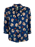 IL THE DELLE 5 camicia donna azzurro scuro fantasia Popeye SPOON 56 T POPEYE MADE IN ITALY