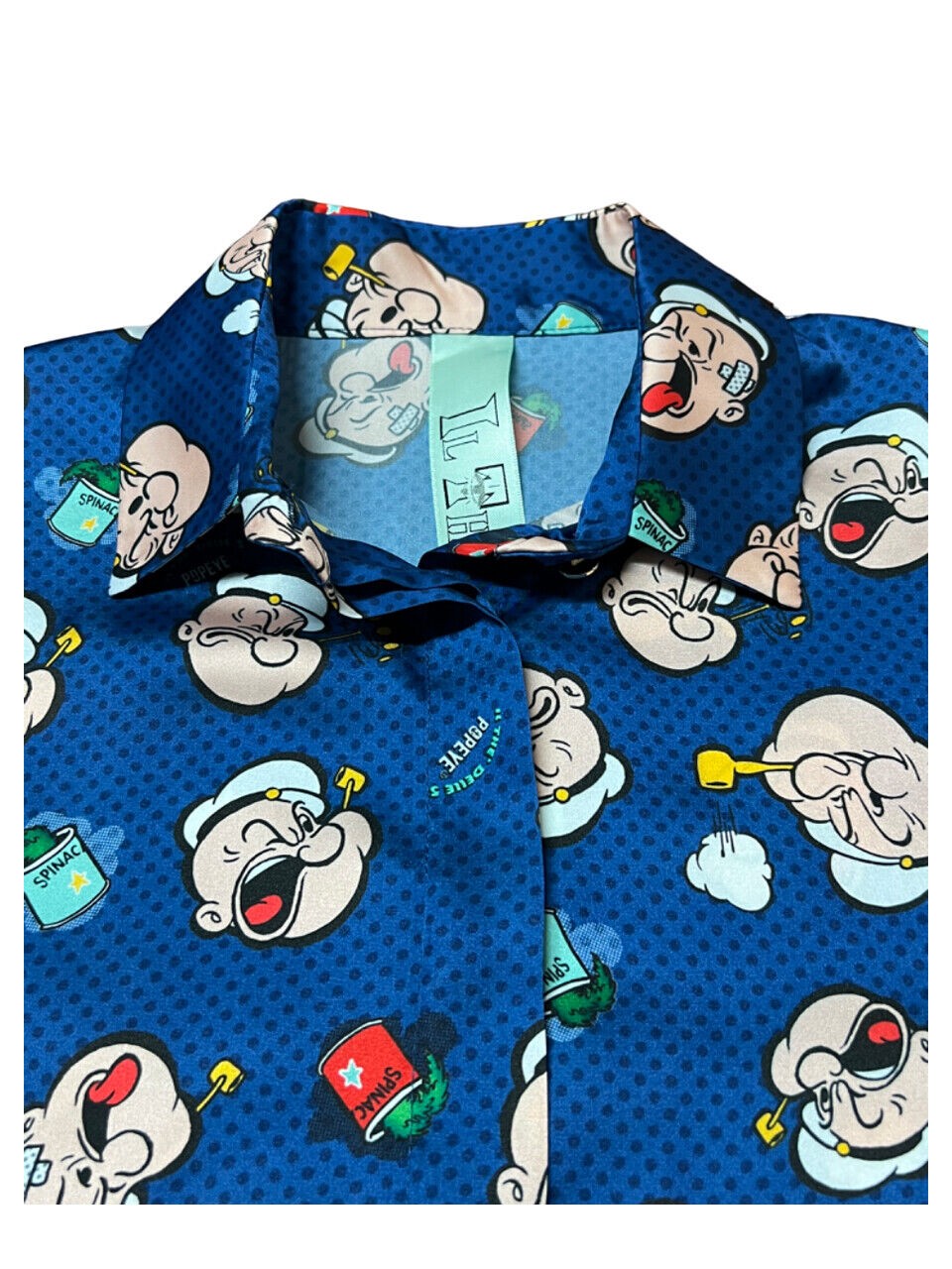 IL THE DELLE 5 camicia donna azzurro scuro fantasia Popeye SPOON 56 T POPEYE MADE IN ITALY