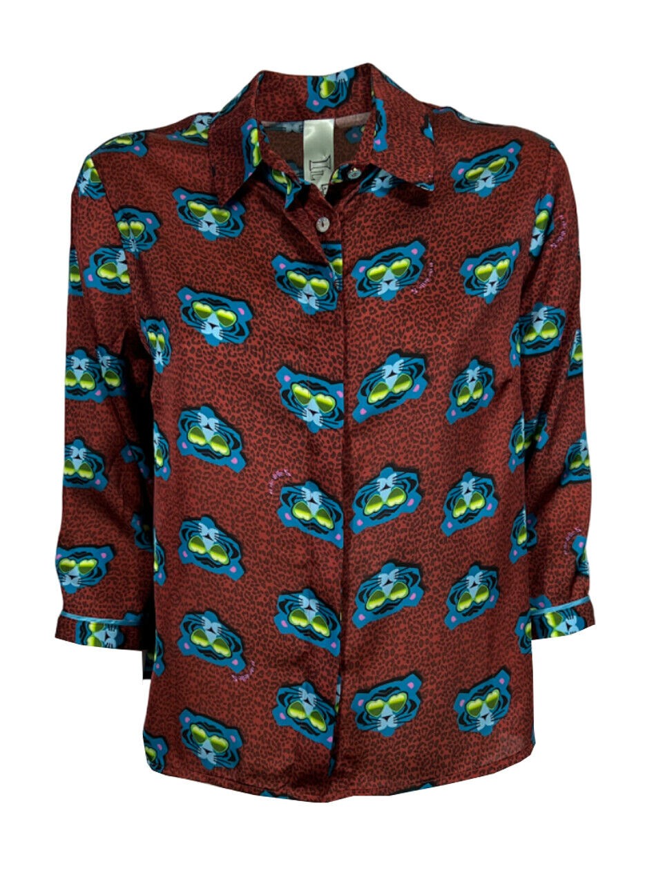 IL THE DELLE 5 camicia donna bordeaux fantasia tiger SPOON 56ST TIGER MADE IN ITALY