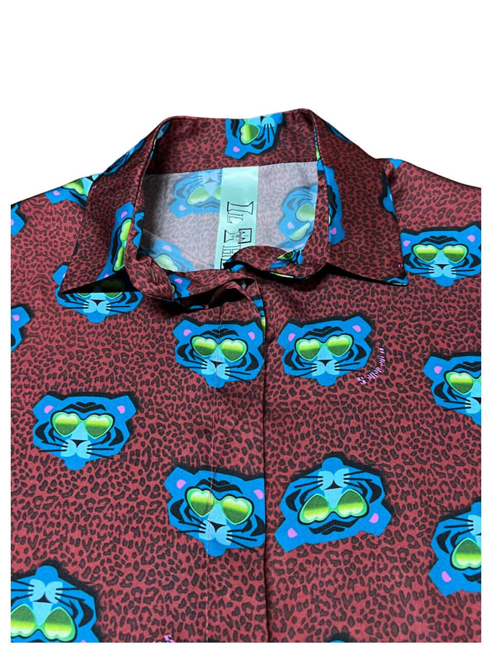 IL THE DELLE 5 camicia donna bordeaux fantasia tiger SPOON 56ST TIGER MADE IN ITALY