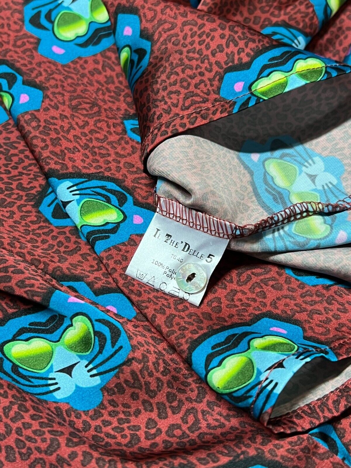 IL THE DELLE 5 camicia donna bordeaux fantasia tiger SPOON 56ST TIGER MADE IN ITALY