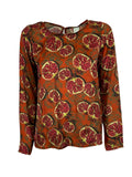 IL THE DELLE 5 blusa donna arancio scuro fantasia melograni BURN 56ST MELOGRANI MADE IN ITALY
