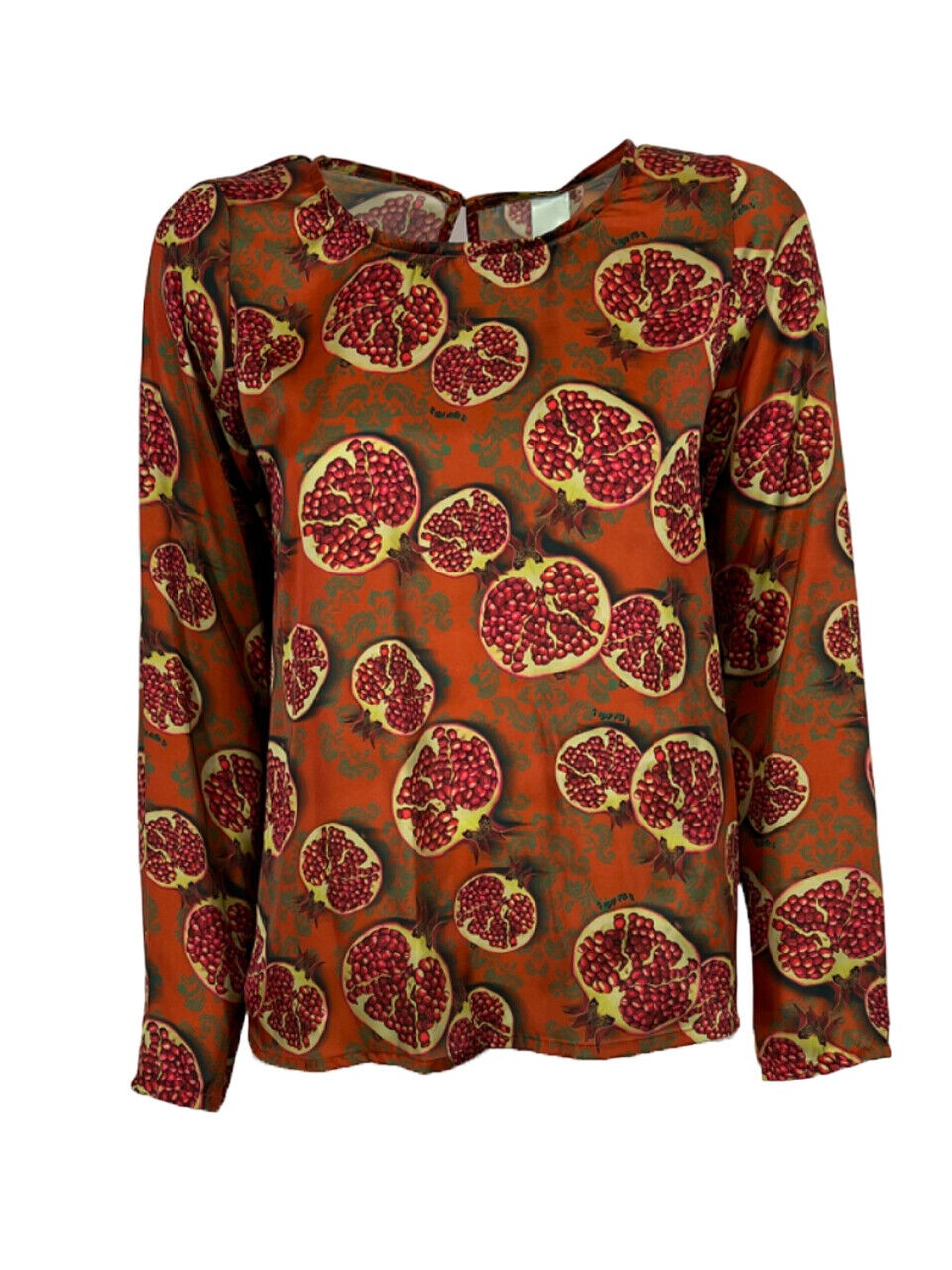 IL THE DELLE 5 blusa donna arancio scuro fantasia melograni BURN 56ST MELOGRANI MADE IN ITALY
