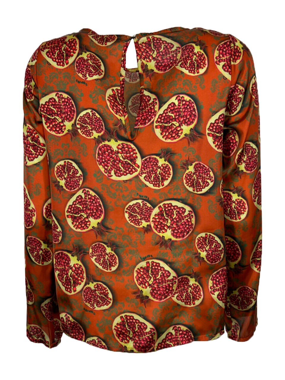IL THE DELLE 5 blusa donna arancio scuro fantasia melograni BURN 56ST MELOGRANI MADE IN ITALY