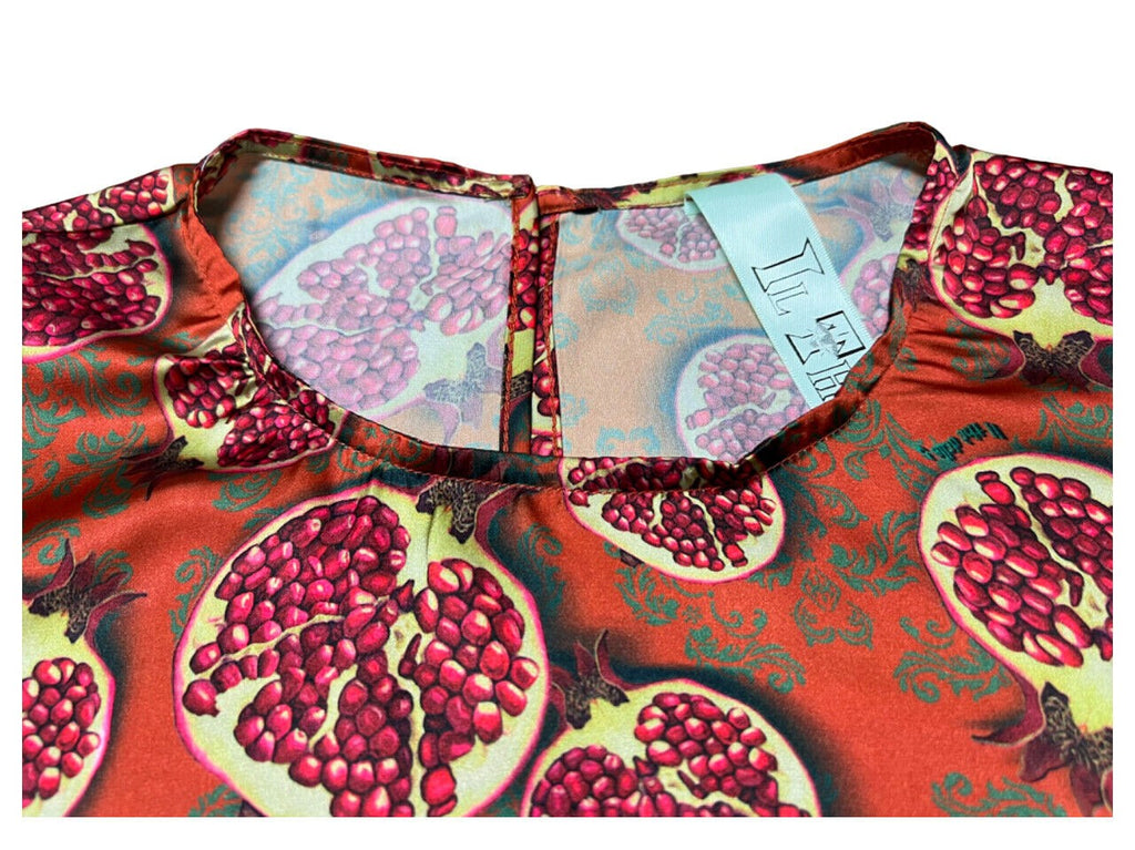 IL THE DELLE 5 blusa donna arancio scuro fantasia melograni BURN 56ST MELOGRANI MADE IN ITALY