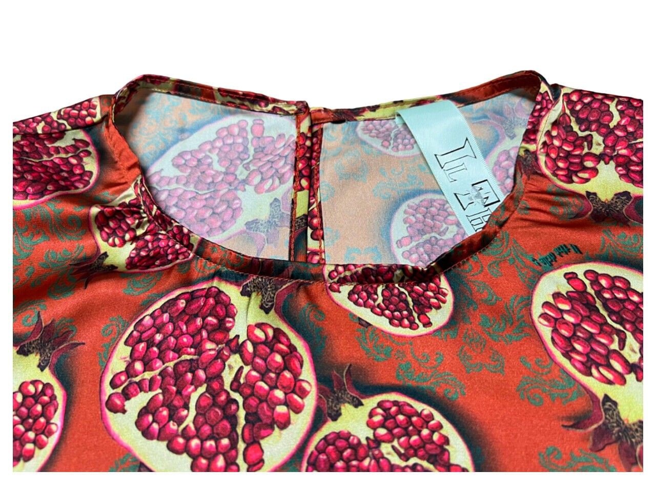IL THE DELLE 5 blusa donna arancio scuro fantasia melograni BURN 56ST MELOGRANI MADE IN ITALY