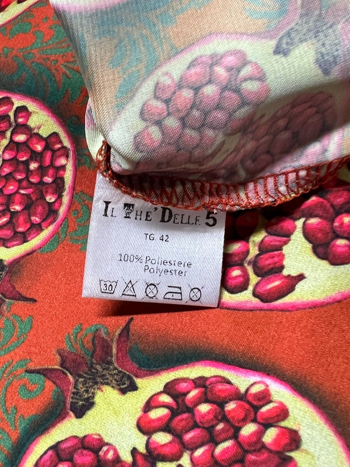 IL THE DELLE 5 blusa donna arancio scuro fantasia melograni BURN 56ST MELOGRANI MADE IN ITALY