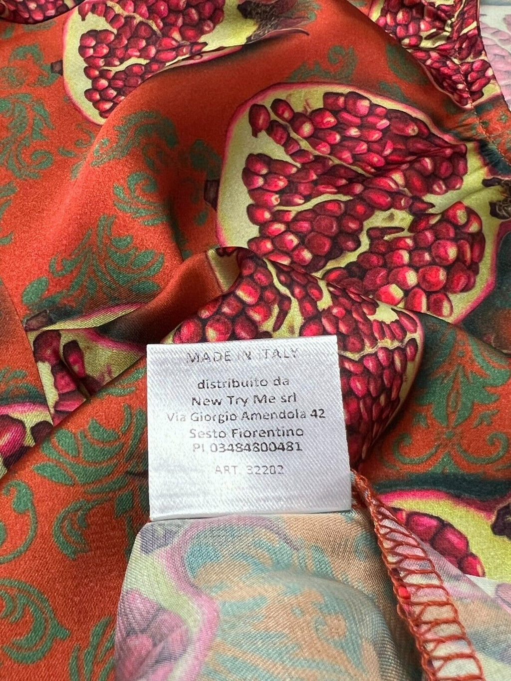 IL THE DELLE 5 blusa donna arancio scuro fantasia melograni BURN 56ST MELOGRANI MADE IN ITALY