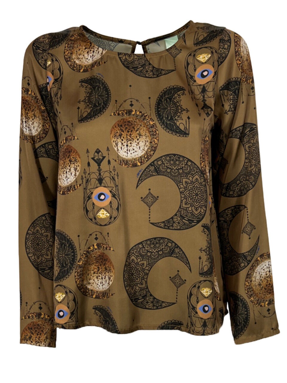 IL THE DELLE 5 blusa donna beige fantasia BURN 56ST MOON GOLD  MADE IN ITALY