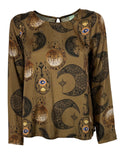 IL THE DELLE 5 blusa donna beige fantasia BURN 56ST MOON GOLD  MADE IN ITALY