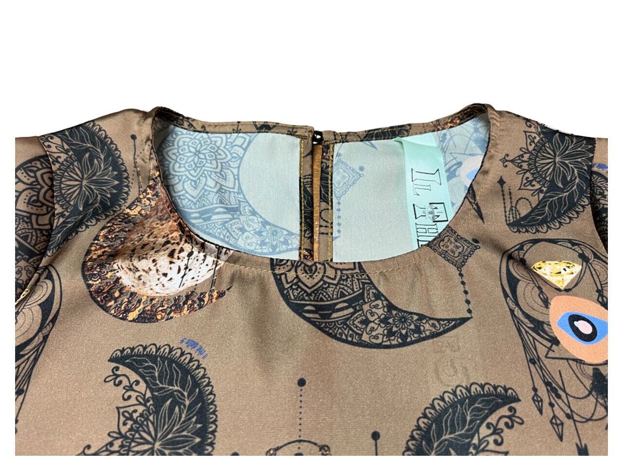 IL THE DELLE 5 blusa donna beige fantasia BURN 56ST MOON GOLD  MADE IN ITALY