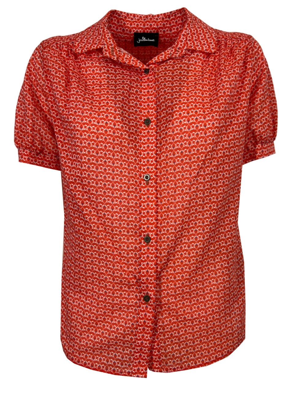 JUSTMINE camicia donna arancio scuro/bianco JABCMSS24-F1298 MADE IN ITALY