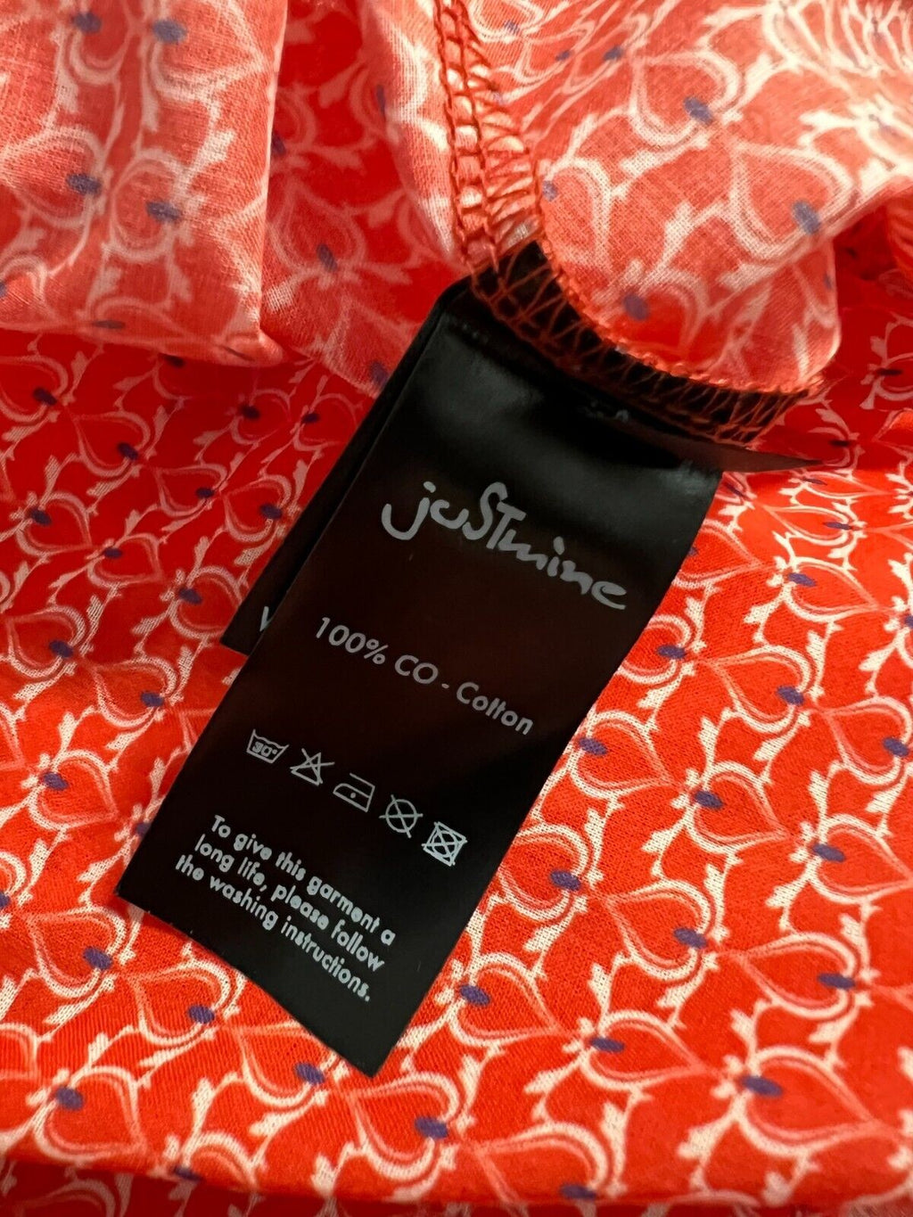 JUSTMINE camicia donna arancio scuro/bianco JABCMSS24-F1298 MADE IN ITALY