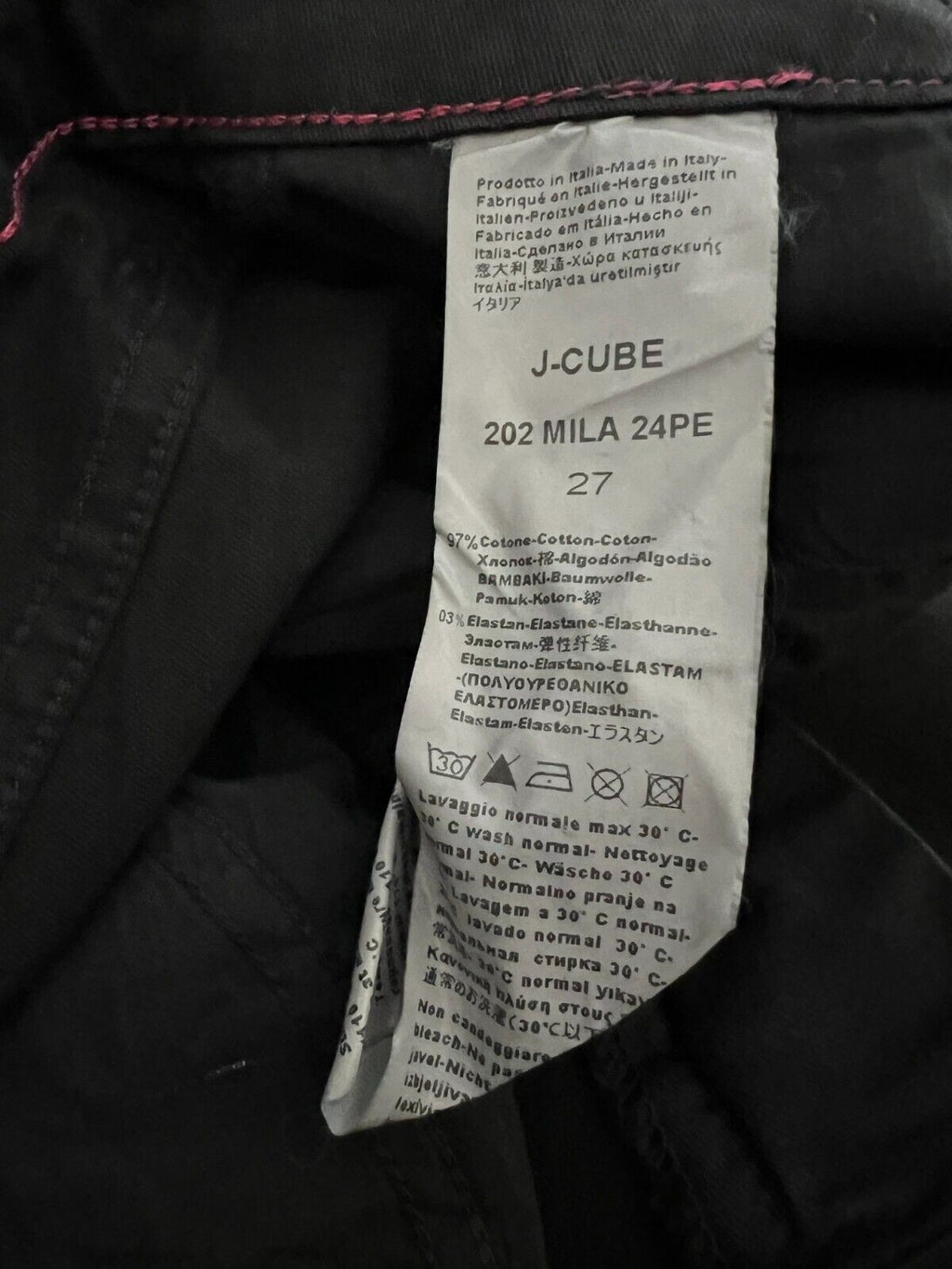 J-CUBE jeans donna palazzo cotone nero MILA GABARDINA MADE IN ITALY