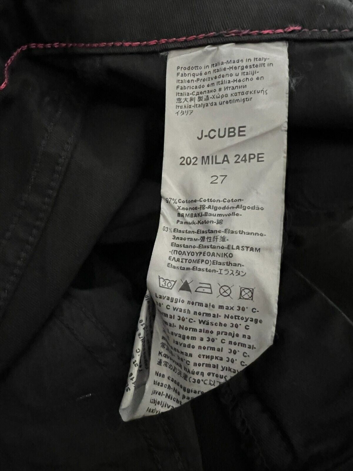 J-CUBE jeans donna palazzo cotone nero MILA GABARDINA MADE IN ITALY