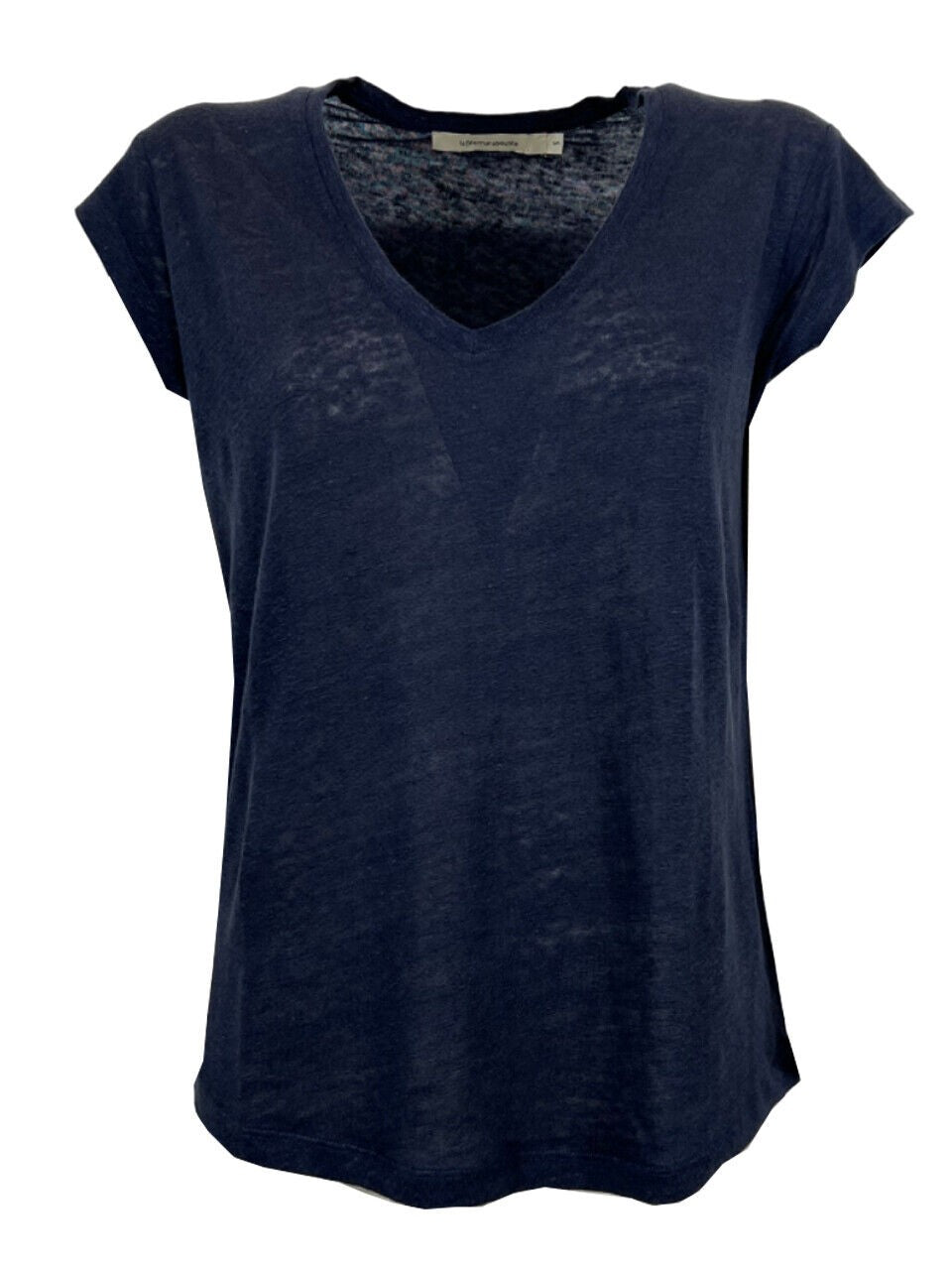 LA FEE MARABOUTEE t-shirt donna blu in lino DAVIA 100% lino