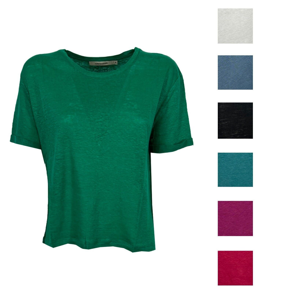 LA FEE MARABOUTEE t-shirt donna girocollo lino DAVILIA 100% lino