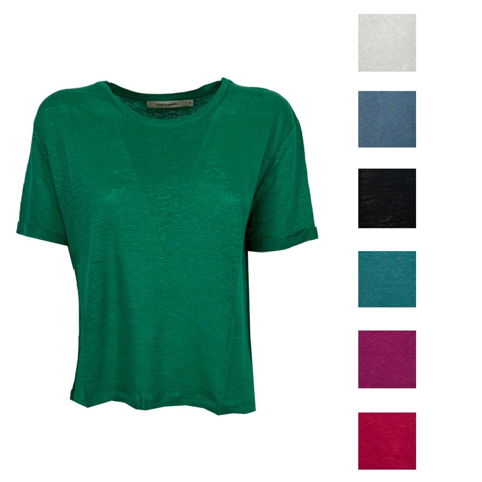 LA FEE MARABOUTEE t-shirt donna girocollo lino DAVILIA 100% lino
