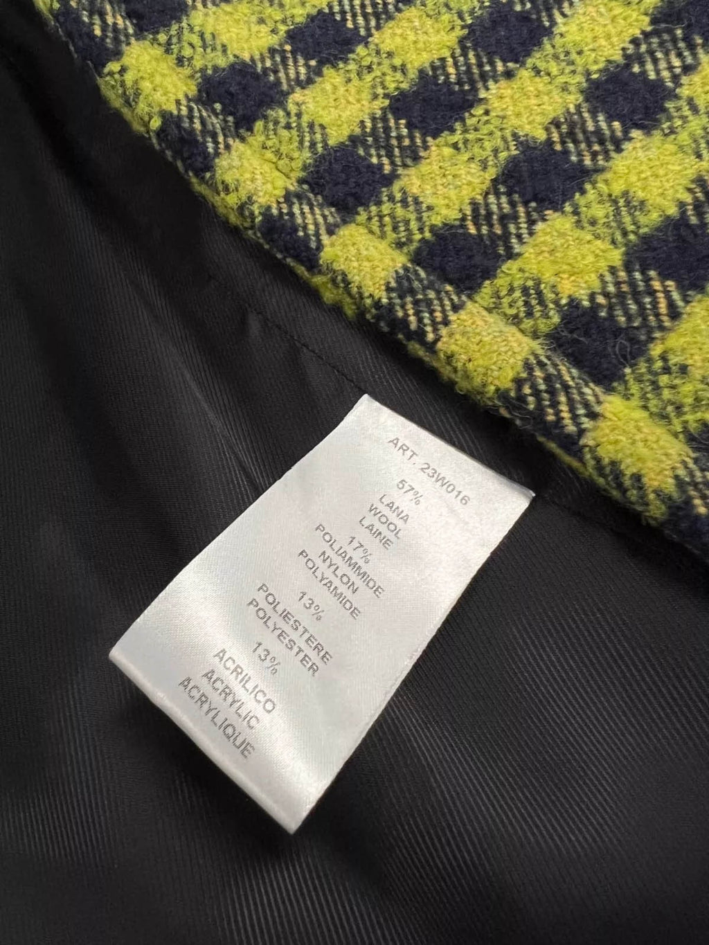 PHYSIQUE DU ROLE cappotto donna over doppiopetto quadri blu/lime 23W016 MADE IN ITALY