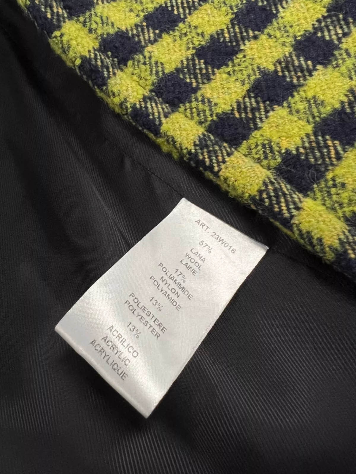 PHYSIQUE DU ROLE cappotto donna over doppiopetto quadri blu/lime 23W016 MADE IN ITALY