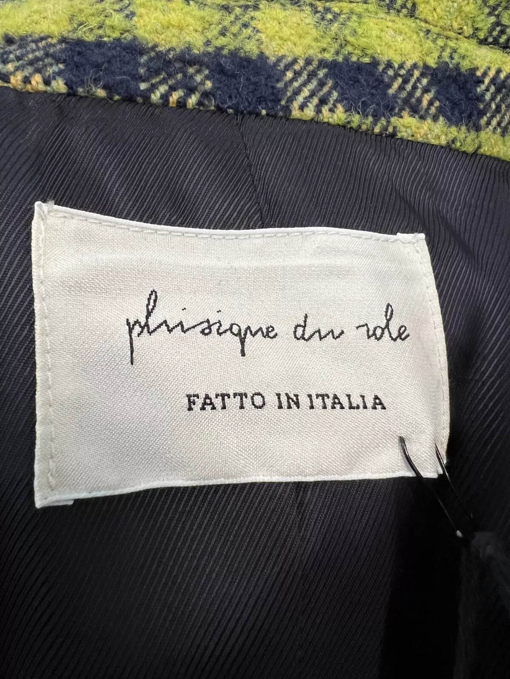 PHYSIQUE DU ROLE cappotto donna over doppiopetto quadri blu/lime 23W016 MADE IN ITALY