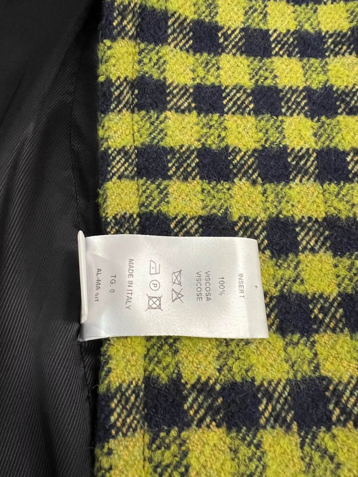 PHYSIQUE DU ROLE cappotto donna over doppiopetto quadri blu/lime 23W016 MADE IN ITALY