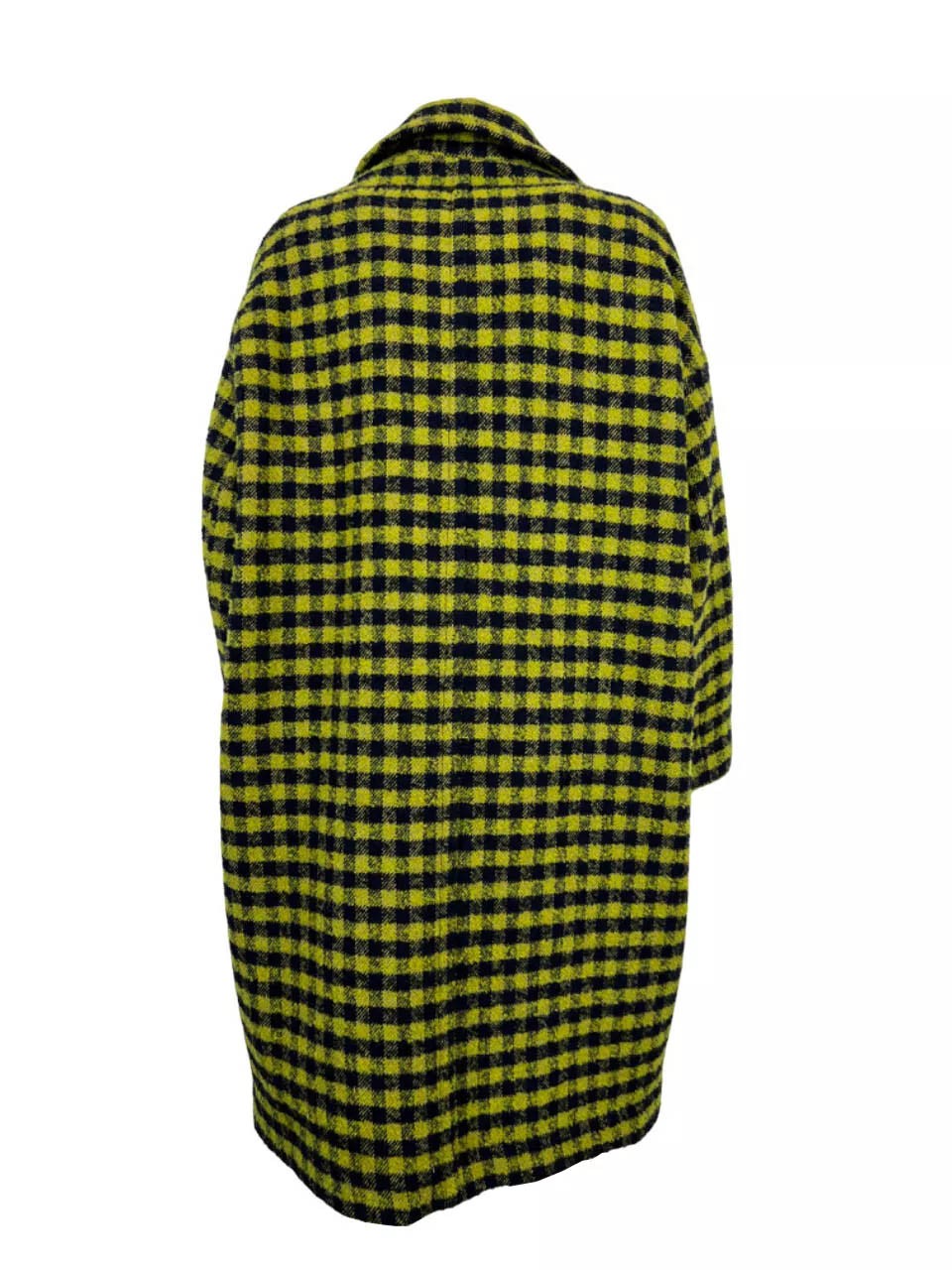 PHYSIQUE DU ROLE cappotto donna over doppiopetto quadri blu/lime 23W016 MADE IN ITALY