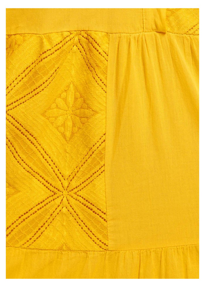 HUMILITY 1949 abito donna giallo con balze BELLA MADE IN ITALY