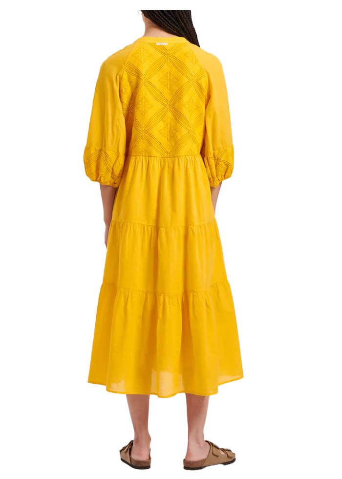 HUMILITY 1949 abito donna giallo con balze BELLA MADE IN ITALY