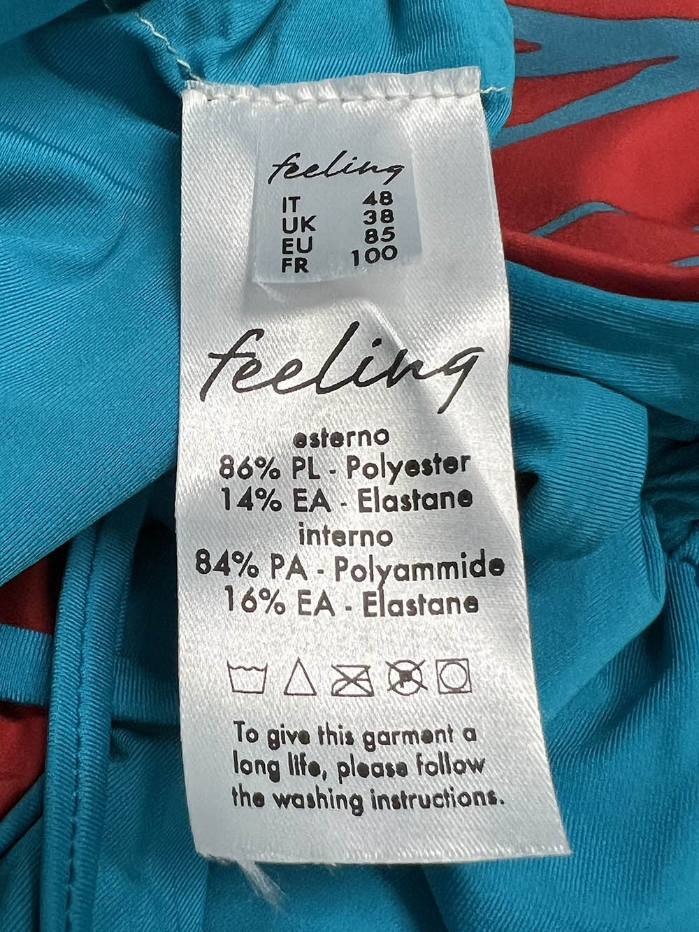 FEELING by JUSTMINE bikini coppa C turchese/rosso/amarena FCOBKSS24-B2863C 6056 MADE IN ITALY