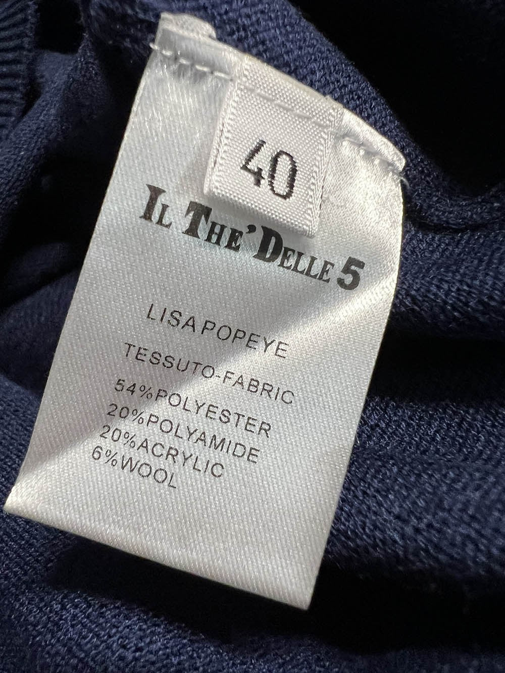 IL THE DELLE 5 maglia donna girocollo blu con applicazioni perle LISA POPEYE