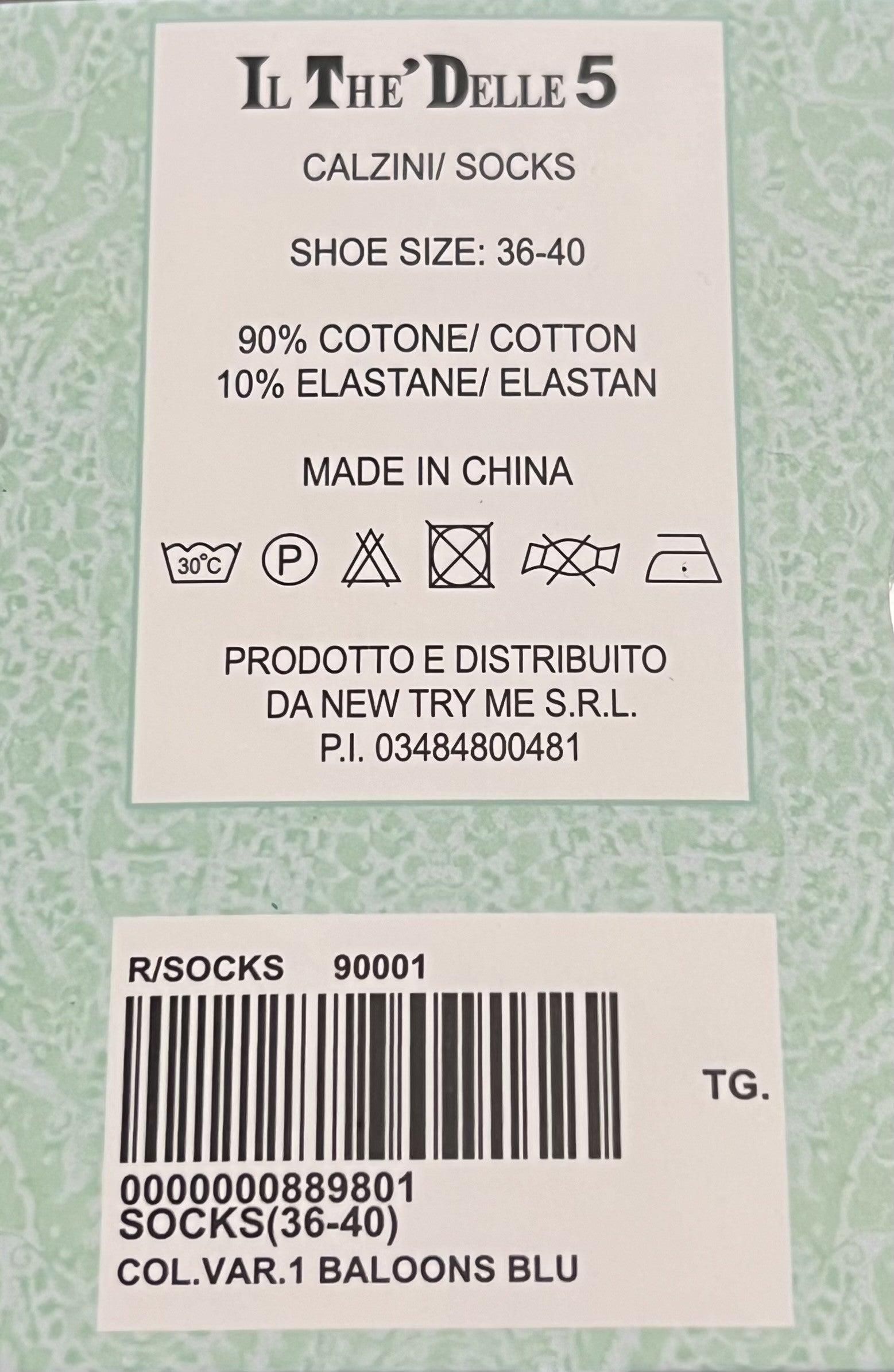 IL THE DELLE 5 calzino donna fantasia SOCKS Tg. Unica 36/40 new