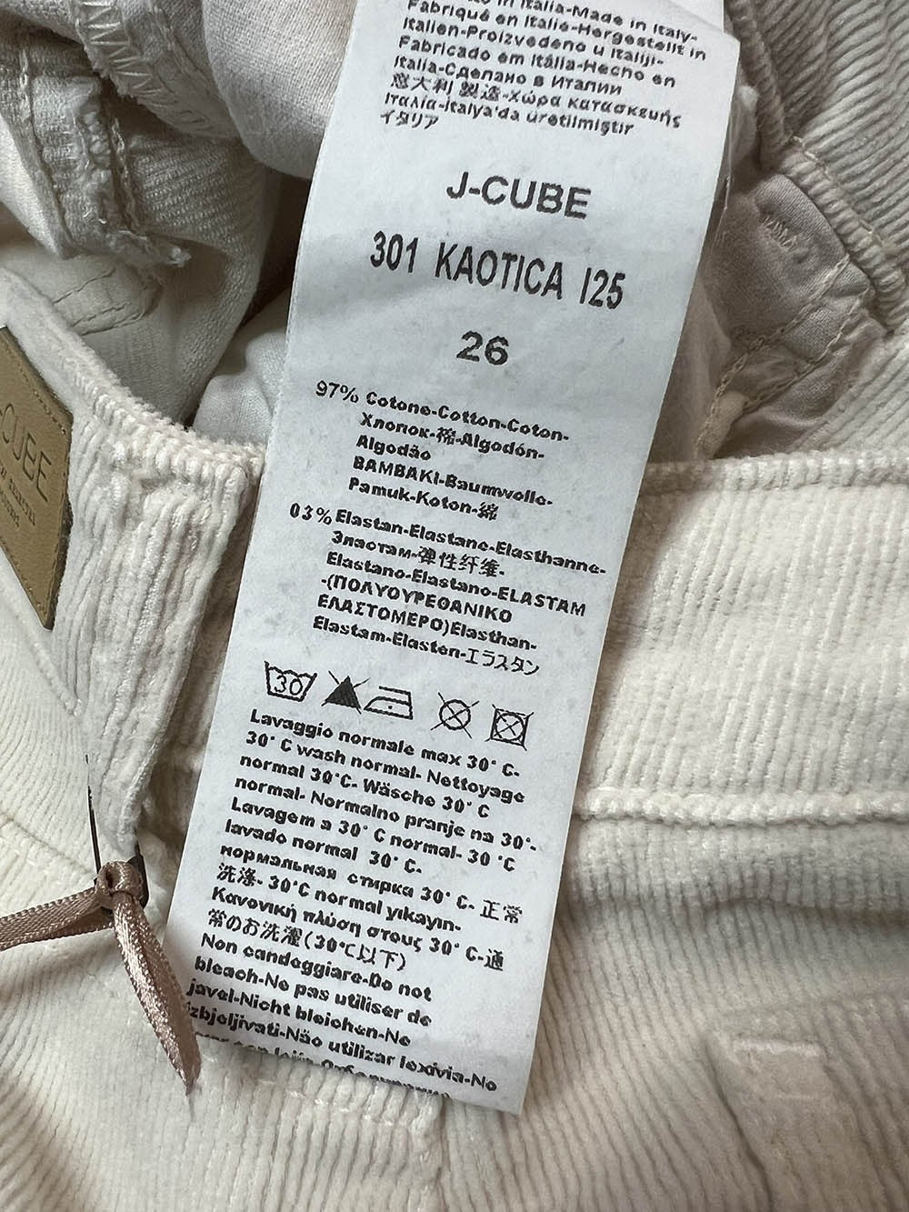 J-CUBE pantalone donna modello jeans flare velluto 2000 righe  KAOTICA 301 MADE IN ITALY