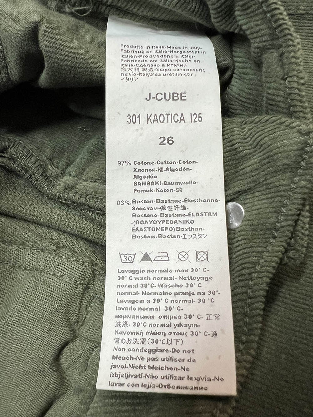 J-CUBE pantalone donna modello jeans flare velluto 2000 righe  KAOTICA 301 MADE IN ITALY