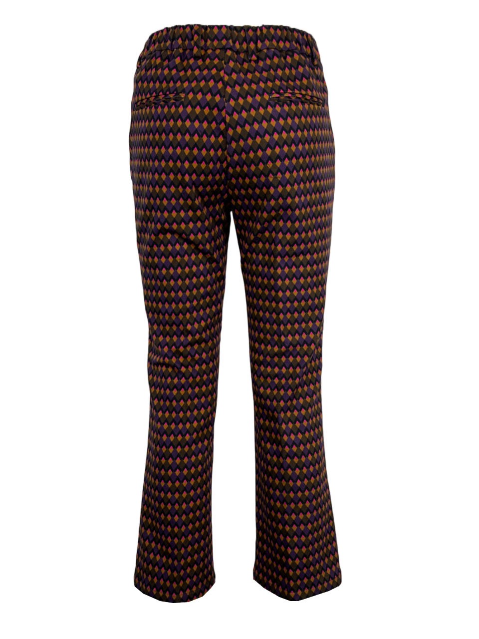 MYTHS pantalone donna trombetta fantasia viola/marrone WD02 430 MADE IN ITALY