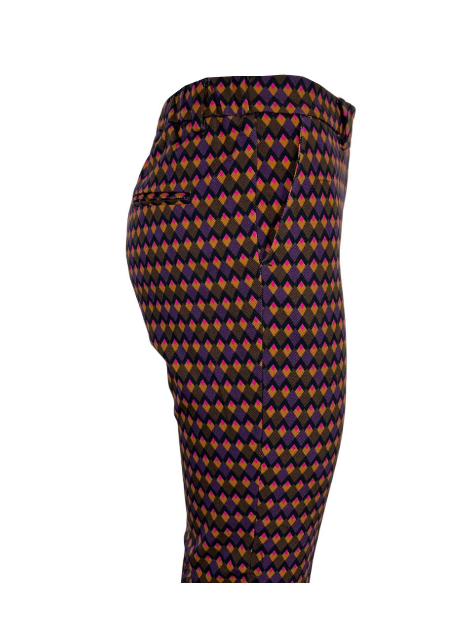 MYTHS pantalone donna trombetta fantasia viola/marrone WD02 430 MADE IN ITALY