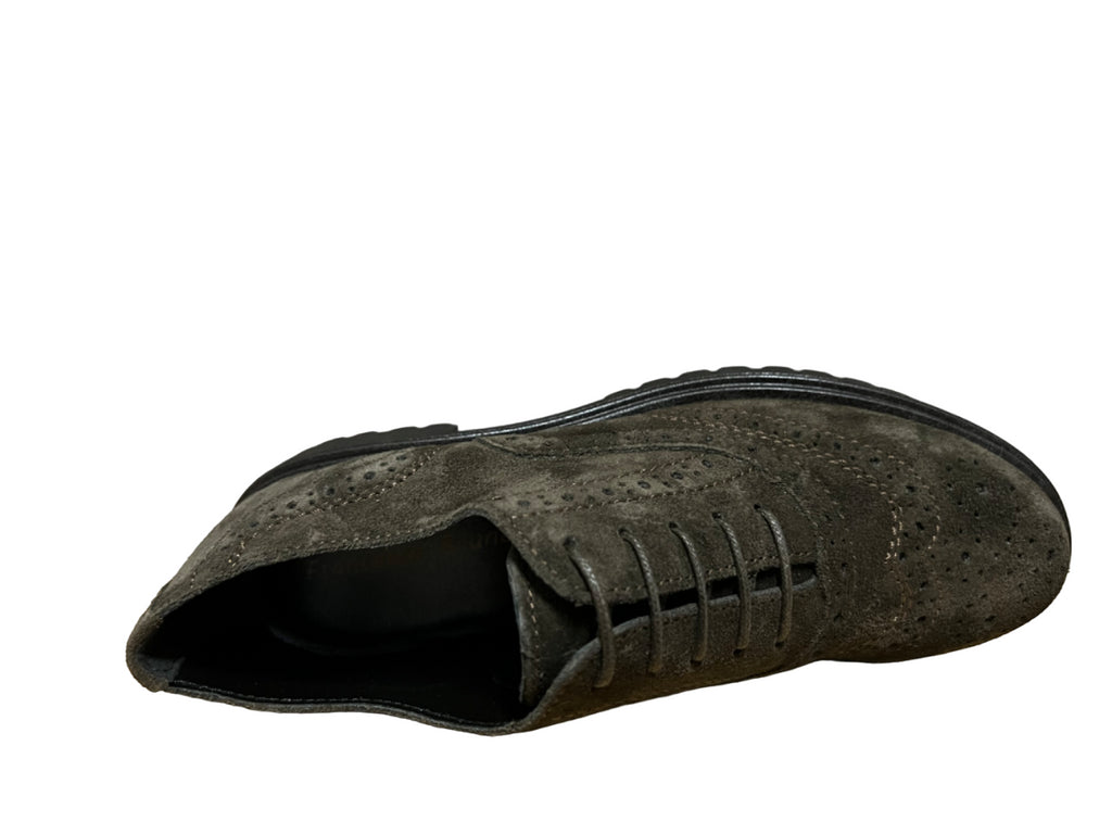 FRANCESCO BRUNELLI scarpa donna derby allacciata camoscio marrone BP4134