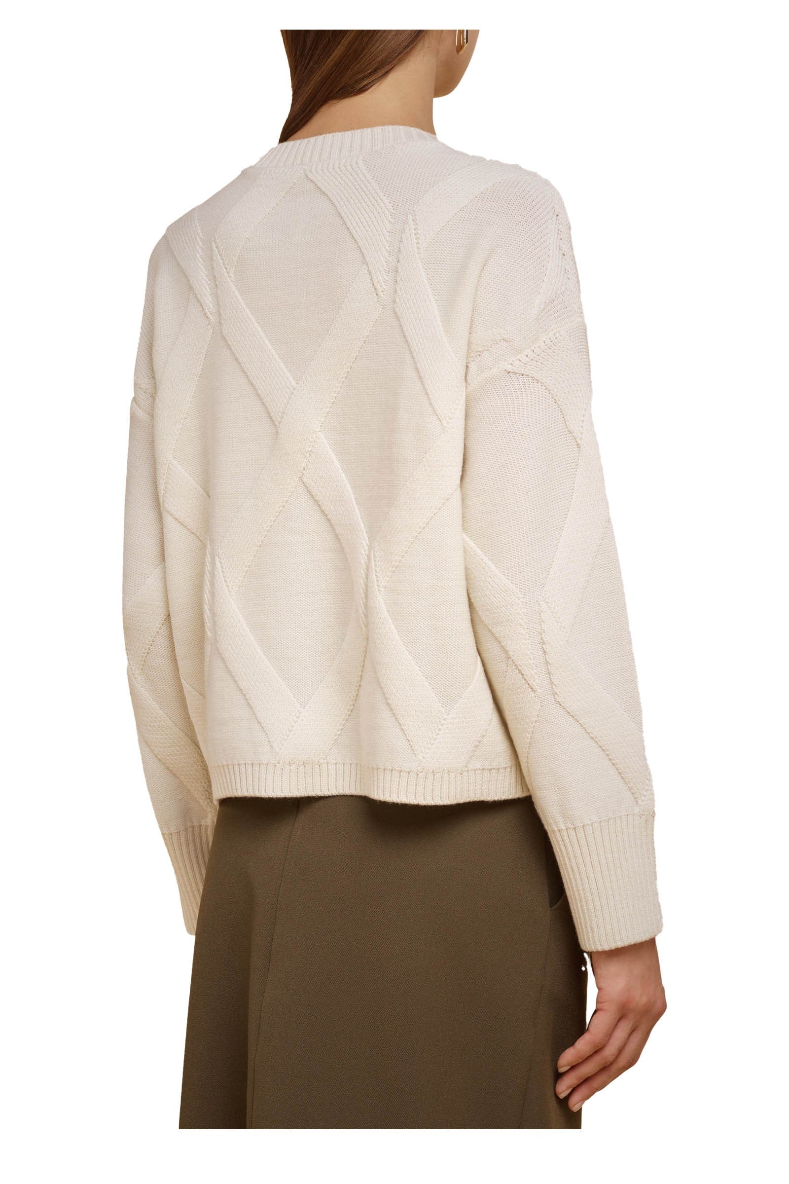 LIVIANA CONTI maglia donna crop panna F4WD06 100% lana dip dye MADE IN ITALY